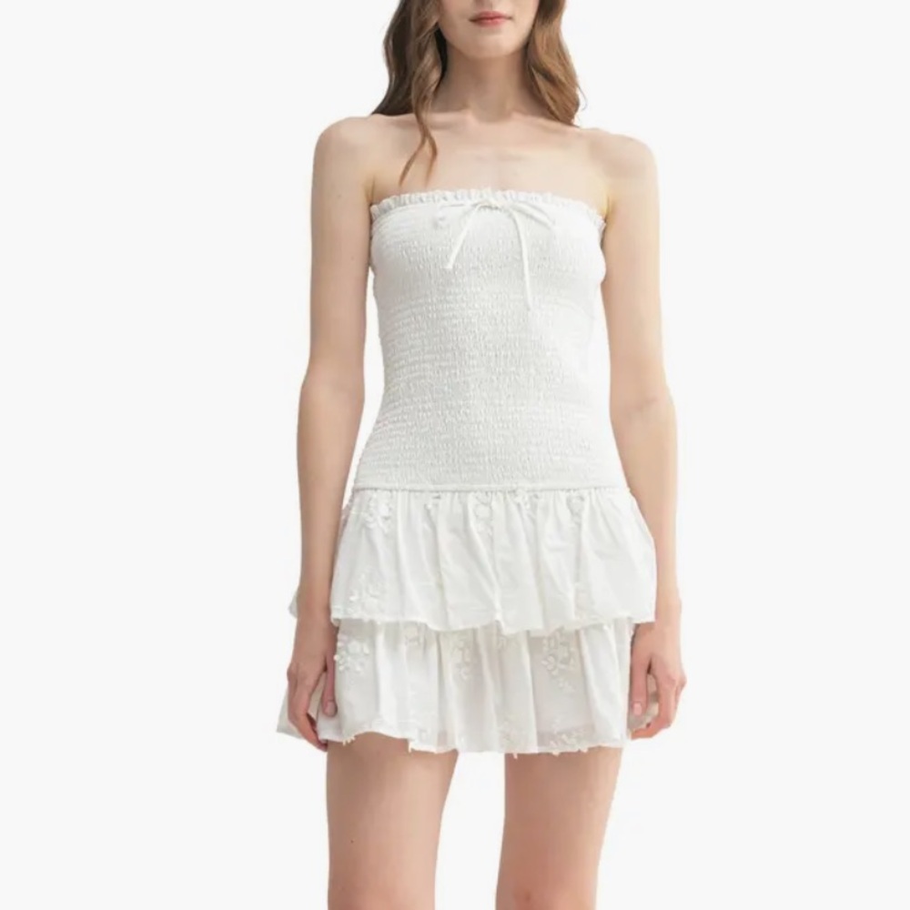 All in Favor dainty White Strapless mini Dress xl